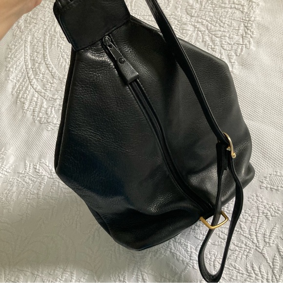 Vintage 90s Y2K Lord & Taylor pebbled leather sling backpack purse bag - Picture 9 of 12